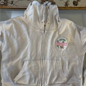 Ron Jon crop White Hoodie Jacket